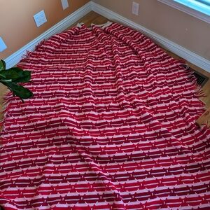 Cozy Red White Pink Geometric Throw Blanket handmade